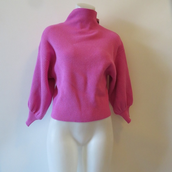 Tina Demel Sweaters - NWT TINA DEMEL HOT PINK STAND UP COLLAR SWEATER S*
